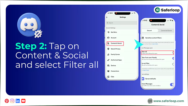 Tap on Content & Social and Sensitive content filters