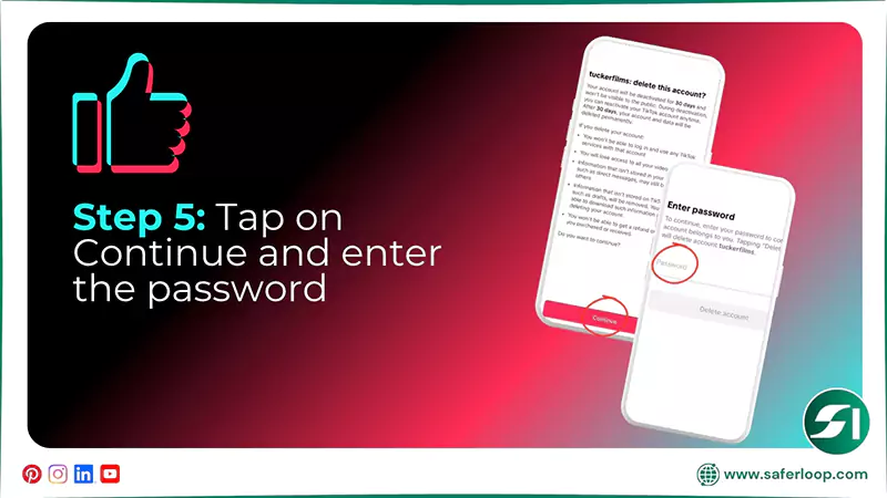 Tap on Continue and enter the password