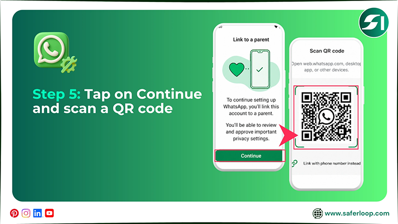 Tap on Continue and scan a QR code