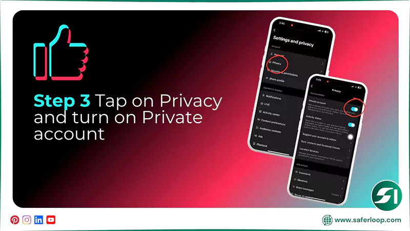 Tap on Privacy and turn on Private account