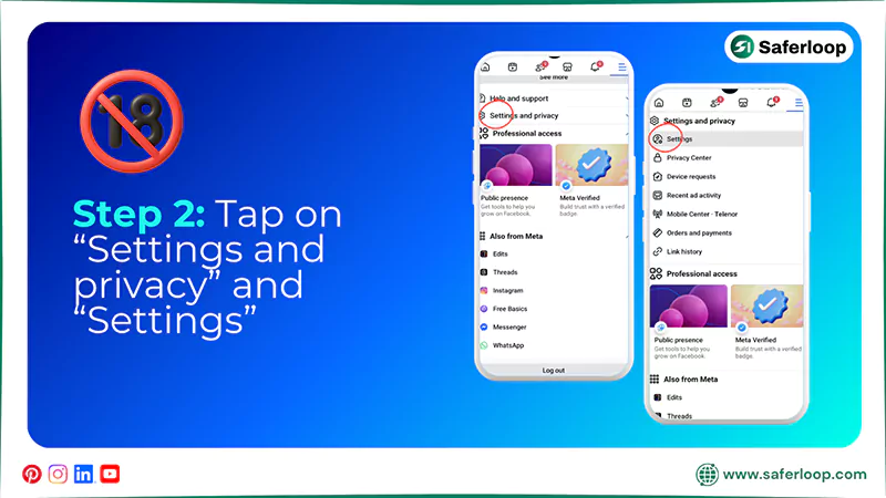 Tap on Settings and privacy and Settings