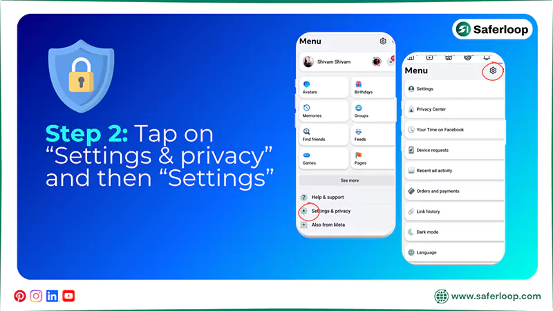Tap on Settings and privacy and then Settings