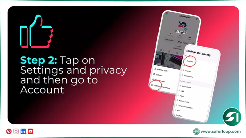 Tap on Settings and privacy and then go to Account