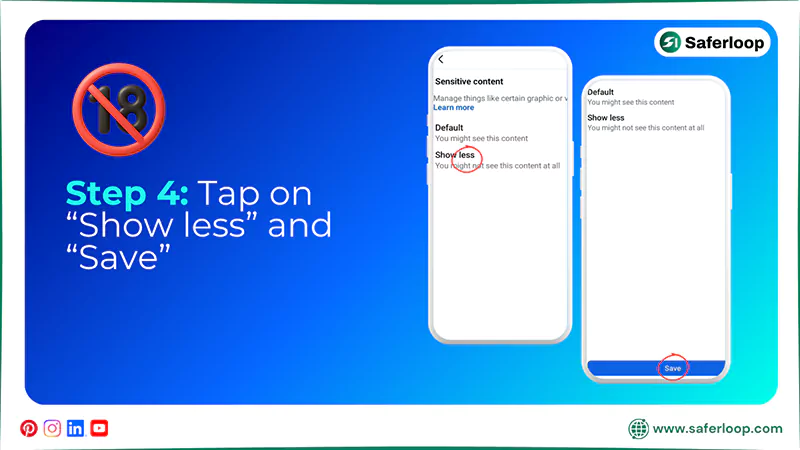 Tap on Show less and Save