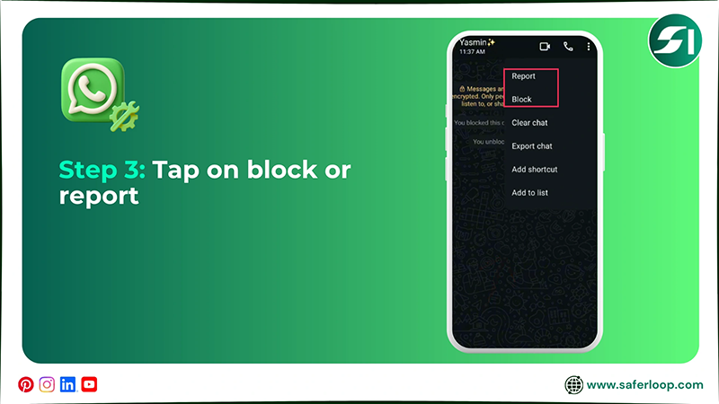 Tap on block or report