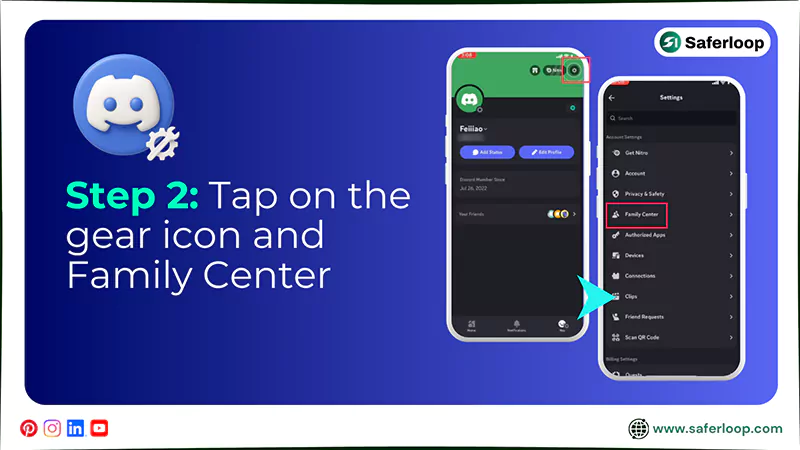 Tap on the gear icon and Family Center