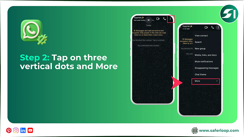 Tap on three vertical dots and More