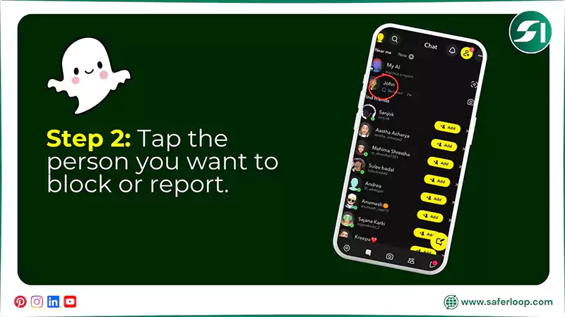 Tap the person you want to block or report