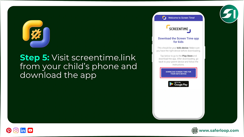 Visit screentime.link from your child’s phone and download the app