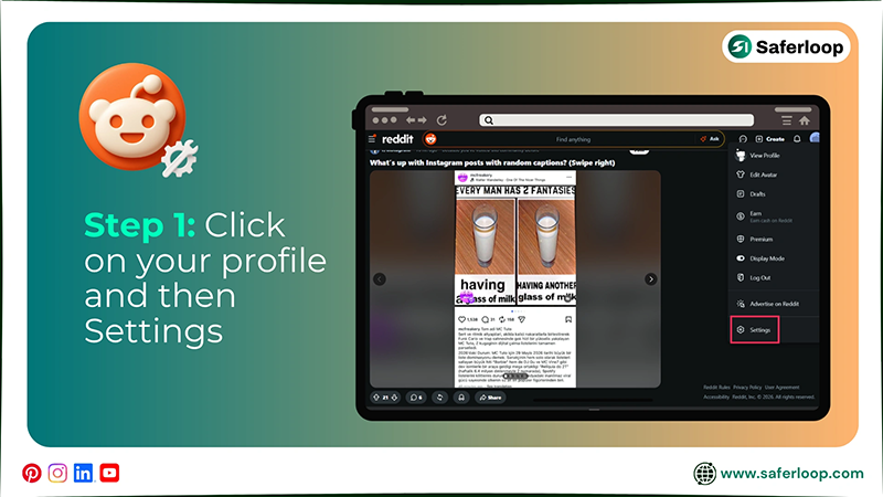 Click on your profile and then Settings