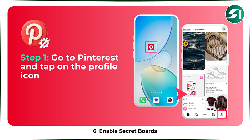 Go to Pinterest and tap on the profile icon