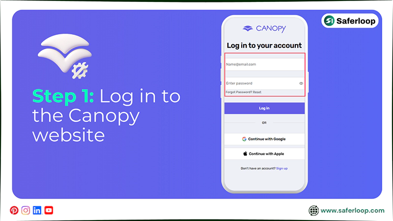 Log in to the Canopy website