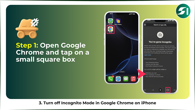Open Google Chrome and tap on a small square box