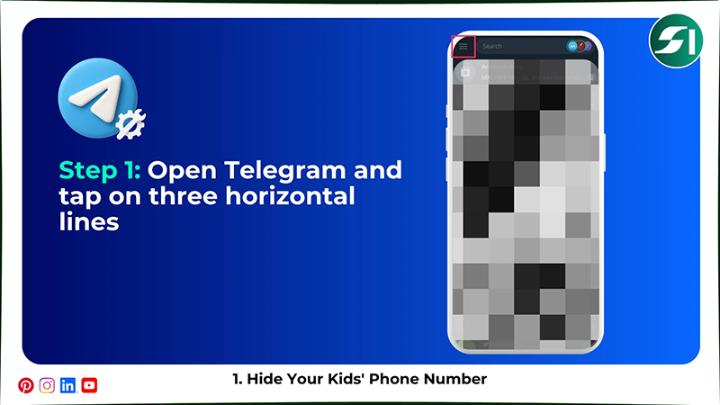 Open Telegram and tap on three horizontal lines