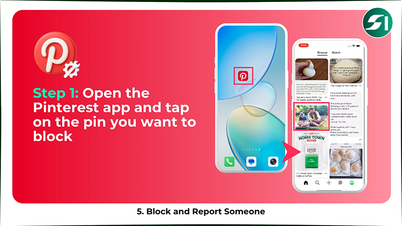 Open the Pinterest app and tap on the pin you want to block
