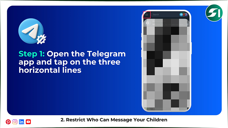 Open the Telegram app and tap on the three horizontal lines