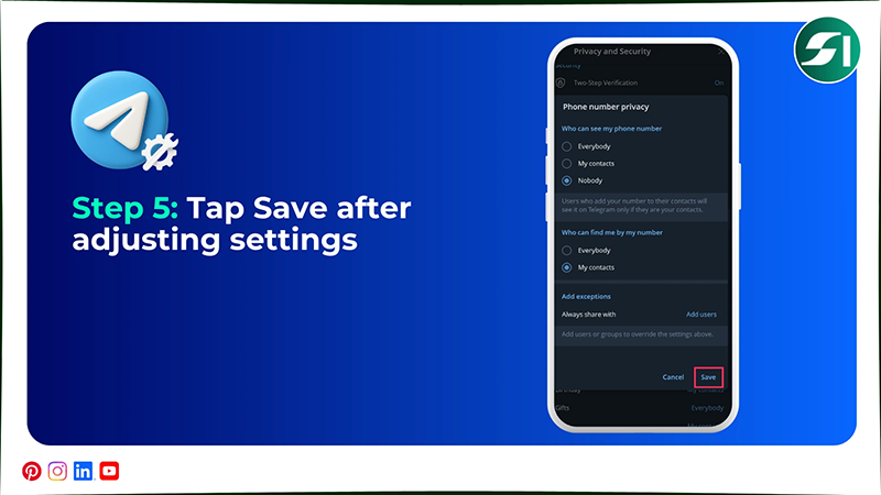 Tap Save after adjusting settings