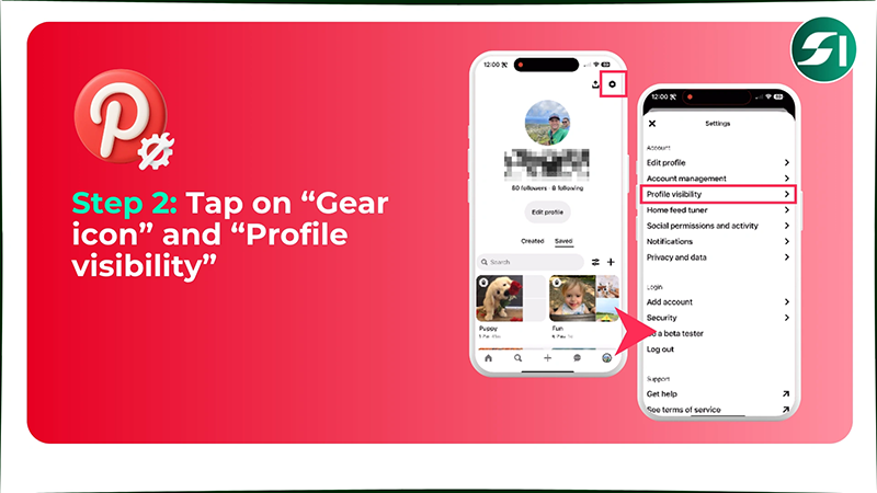 Tap on “Gear icon” and “Profile visibility”