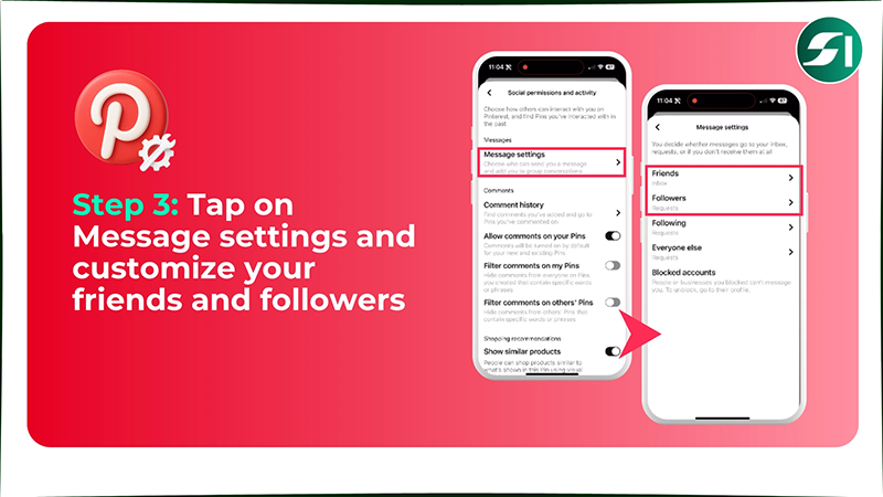 Tap on Message settings and customize your friends and followers