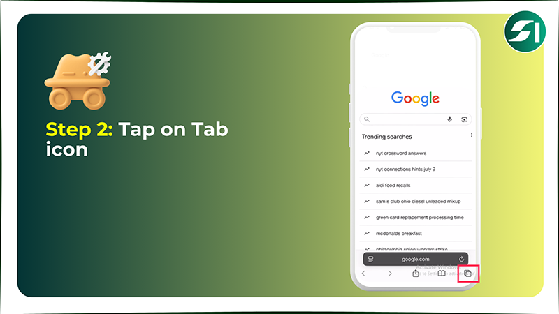 Tap on Tab icon