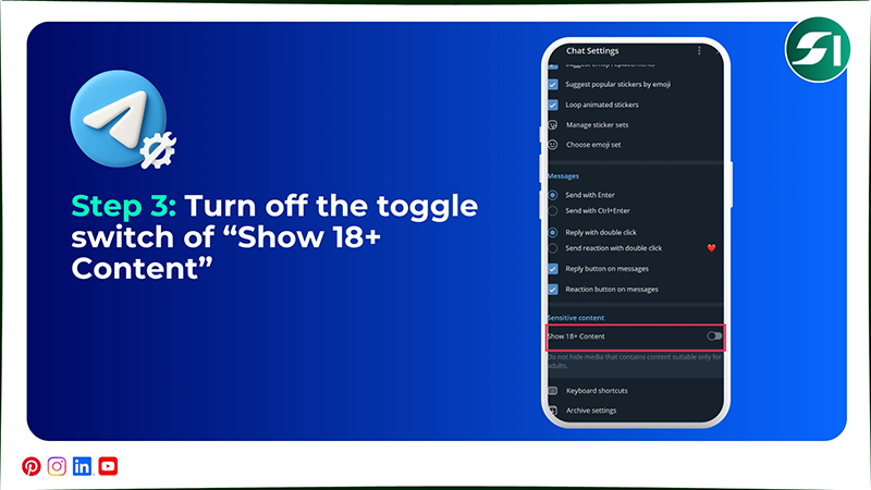 Turn off the toggle switch of “Show 18+ Content”