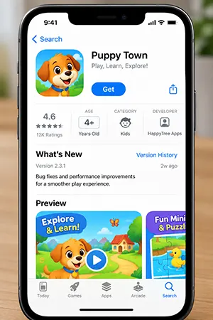 Displayed App rating under Kids Category in App Store on mobile phone