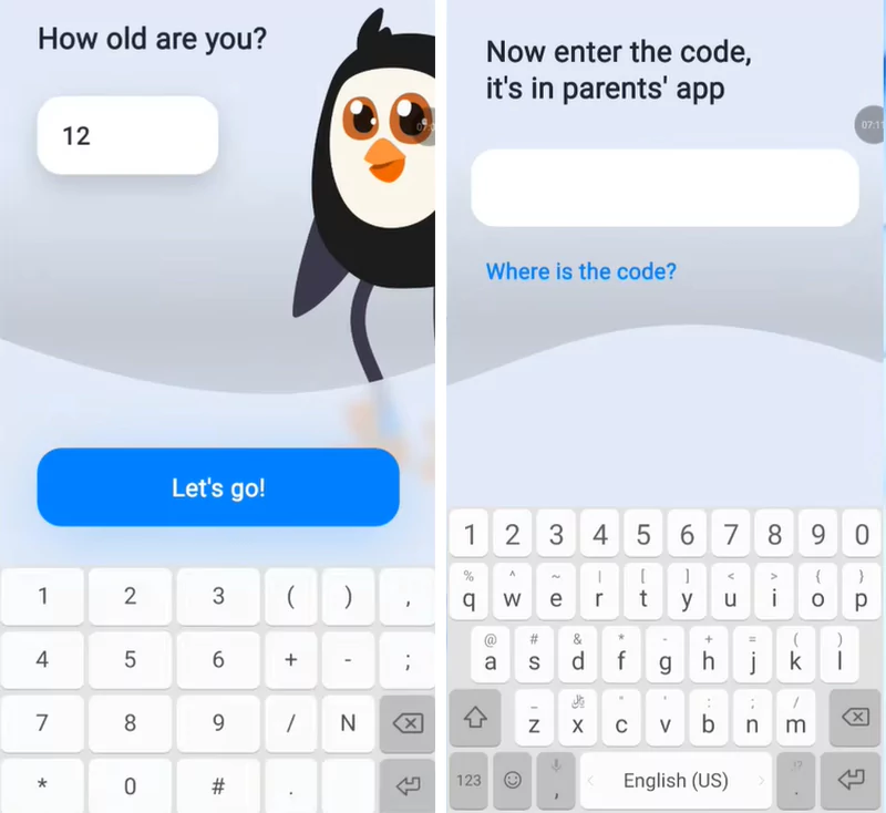 Enter your child's age and code