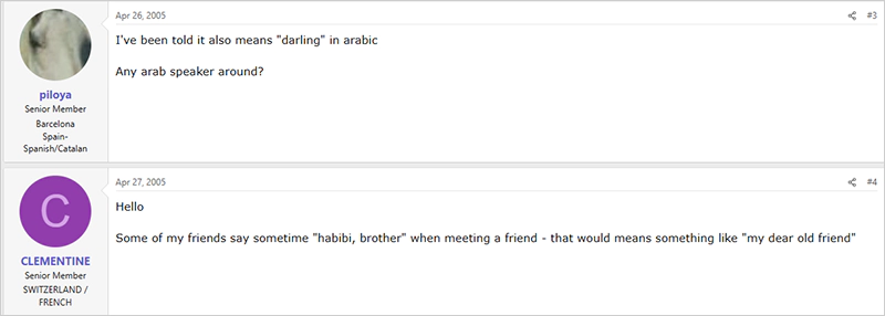 What does habibi mean on forum