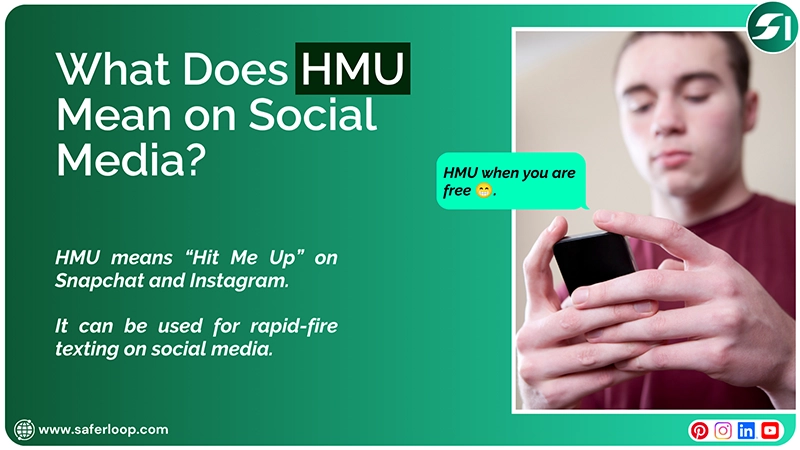 On social media HMU means Hit Me Up and teens used on Snapchat and Instagram