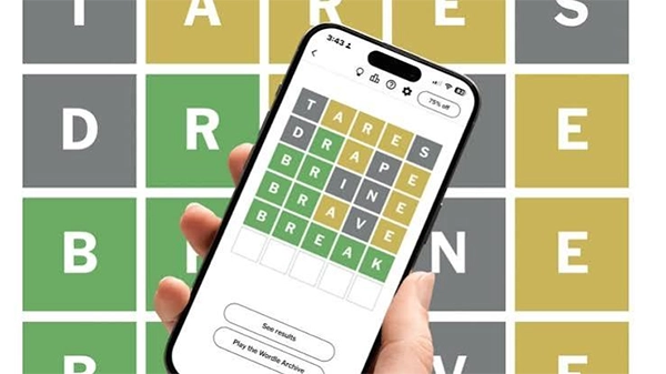 Image of Wordle gaming application opened in a mobile phone